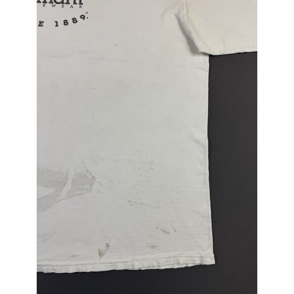 Rare Vintage Y2K Carhartt Hard At Work Thrashed Worn White Shirt Workwear Hype - Picture 7 of 15